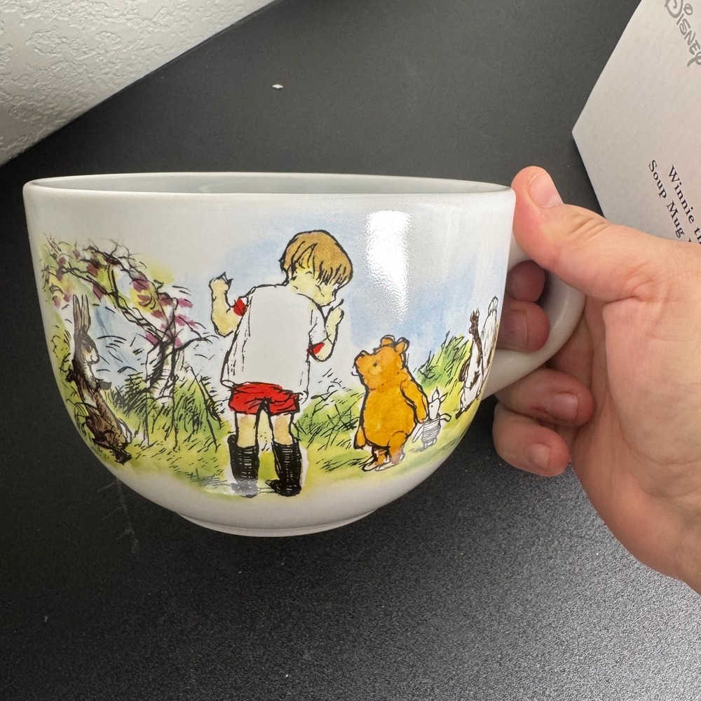 Vintage Disney Winnie the Pooh Soup Mug Set 29oz White Classic Storybook Art